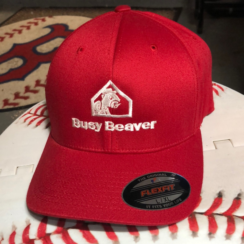 Busy Beaver Men’s Flex Fit Red Hat Cap L/XL